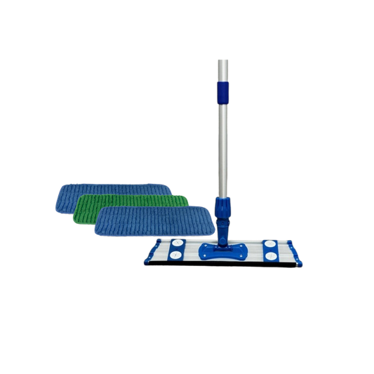 176618 Better Brush Microfiber Scrubbing Mop Kit - 17" Green & Blue Scrub Strip Pads, Frame and Telescopic Handle — FREE SHIPPING*