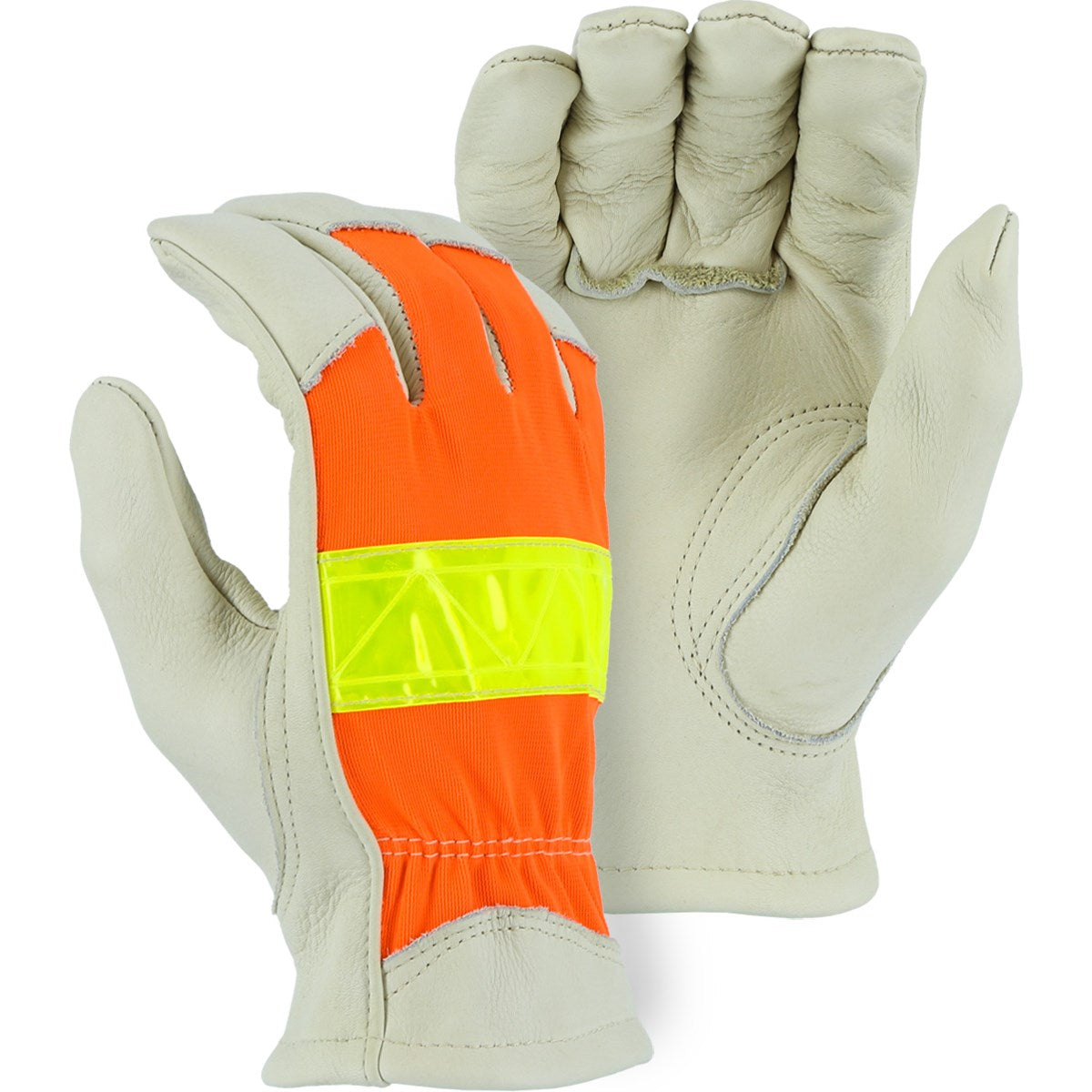 1950 Majestic Cowhide Drivers Glove with Hi-Viz Back — 12 Pairs or 120 Pairs — FREE SHIPPING*