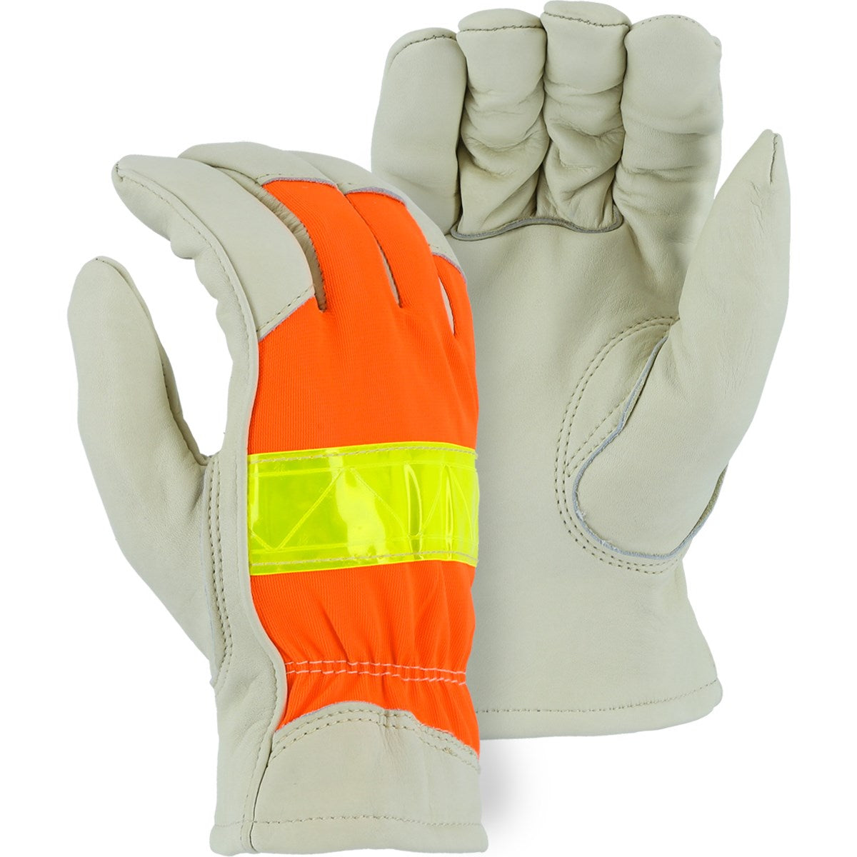 1951 Majestic Winter Lined Cowhide Drivers Glove with Hi-Viz Back — 12 Pairs or 60 Pairs — FREE SHIPPING*