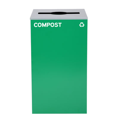 Square Recycling Bin – 29 Gallons - Green Can, Mixed Opening Lid, for Compost — FREE SHIPPING*