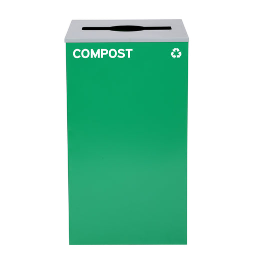 Square Recycling Bin – 29 Gallons - Green Can, Mixed Opening Lid, for Compost — FREE SHIPPING*