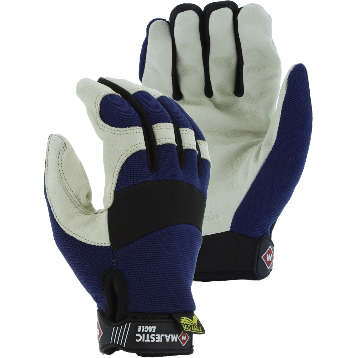 2152 Majestic Bald Eagle Mechanics Glove with Pigskin Palm — 12 Pairs or 72 Pairs — FREE SHIPPING*