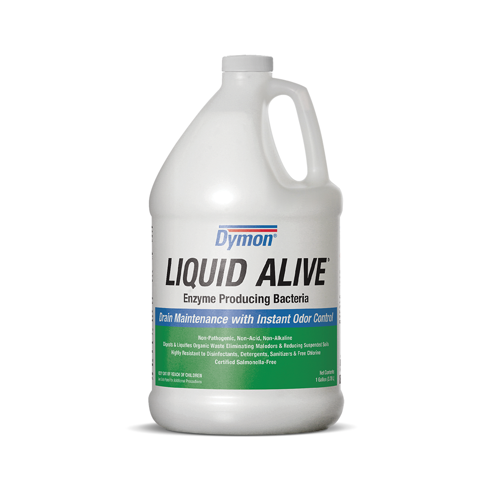 23301 ITW Dymon® LIQUID ALIVE® Enzyme Producing Bacteria, Drain Maintenance With Instant Odor Control, 4 gallons per case — FREE SHIPPING*
