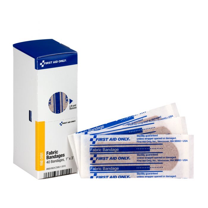 FAE-3101 SmartCompliance First Aid Kit Refill, Fabric Bandages, 1" x 3" -  40/Bx