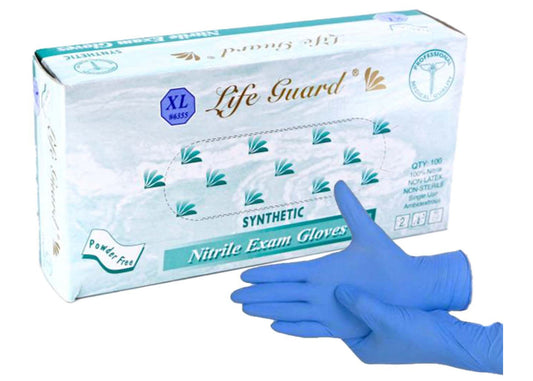 Life Guard Soft Medical Grade, FDA, 3.5 mil Powder-Free Disposable Nitrile Glove, Blue: 100/bx or 10 bx/cs