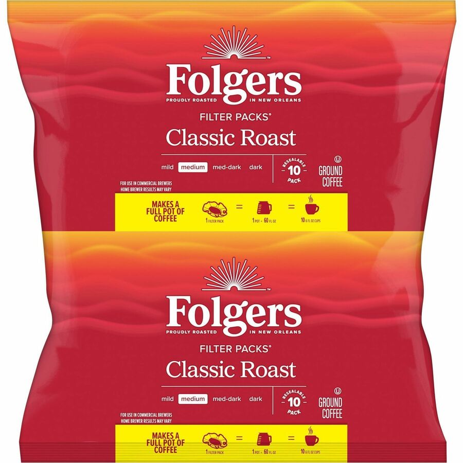 Folgers® FILTER PACK Classic Roast Ground Coffee, Medium Roast - 40/cs