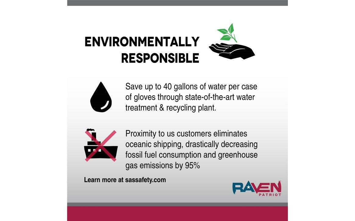 SAS Raven® Patriot Powder-Free 7 Mil Exam Grade, ASTM D6978 Fentanyl, Disposable Nitrile Gloves, Black, 100/bx - 10 bx/cs