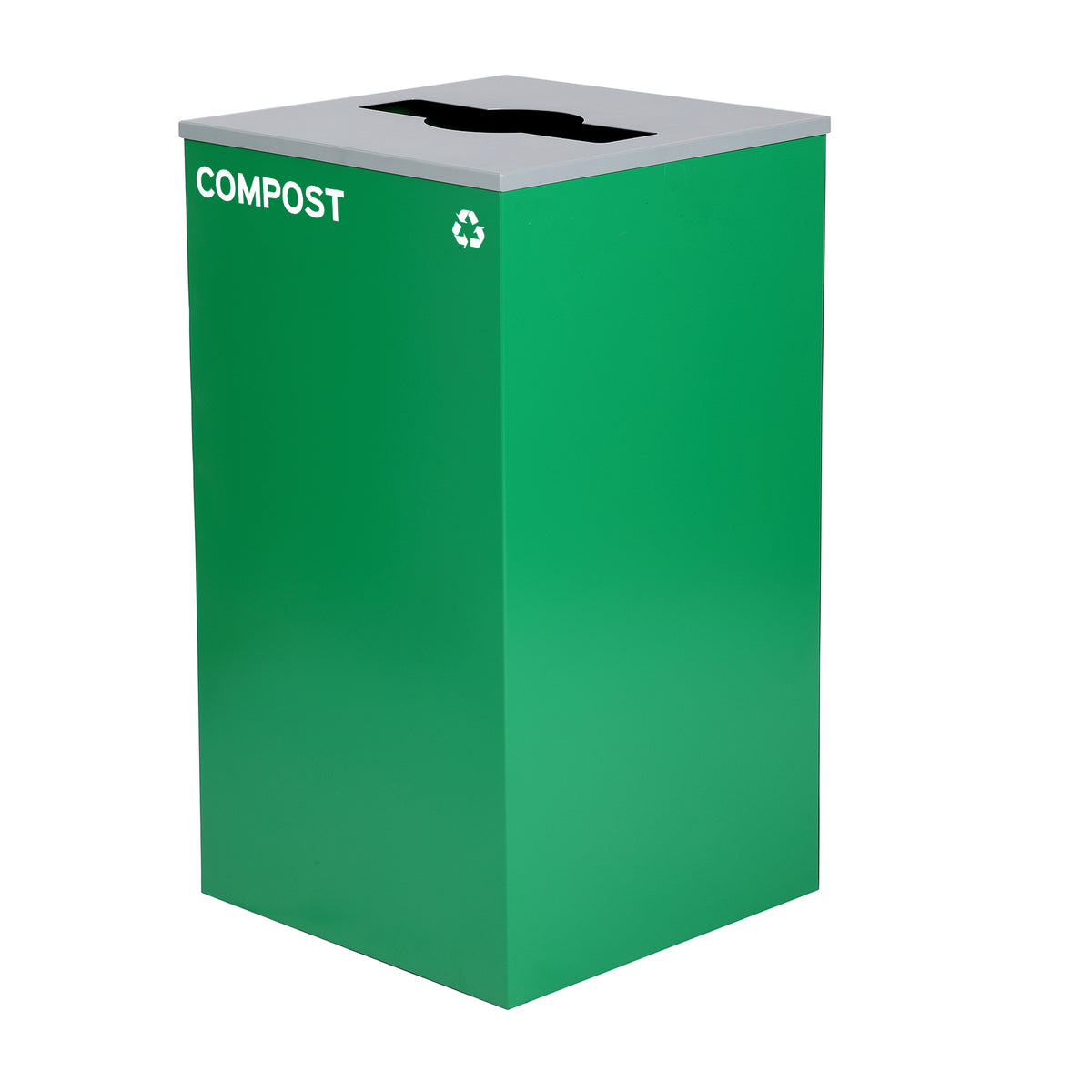 Square Recycling Bin – 29 Gallons - Green Can, Mixed Opening Lid, for Compost — FREE SHIPPING*
