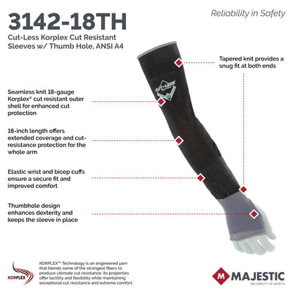 3142-14THY Majestic 14" Cut-less with Korplex® Cut Resistant Sleeves — 1 Each or 240 Each — FREE SHIPPING*