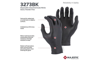 3273BK Majestic Disposable Industrial Grade 4 MIL Nitrile Glove — 1 Box or 10 Boxes — FREE SHIPPING*