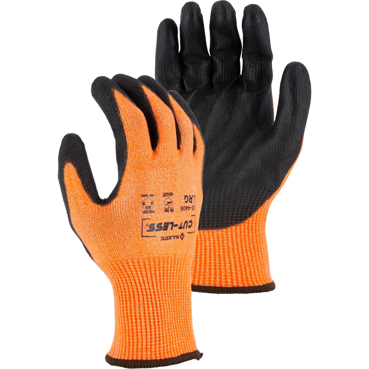 33-4406 Majestic Orange Cut-Less Annihilator with Polyurethane Palm — 12 Pairs or 120 Pairs — FREE SHIPPING*