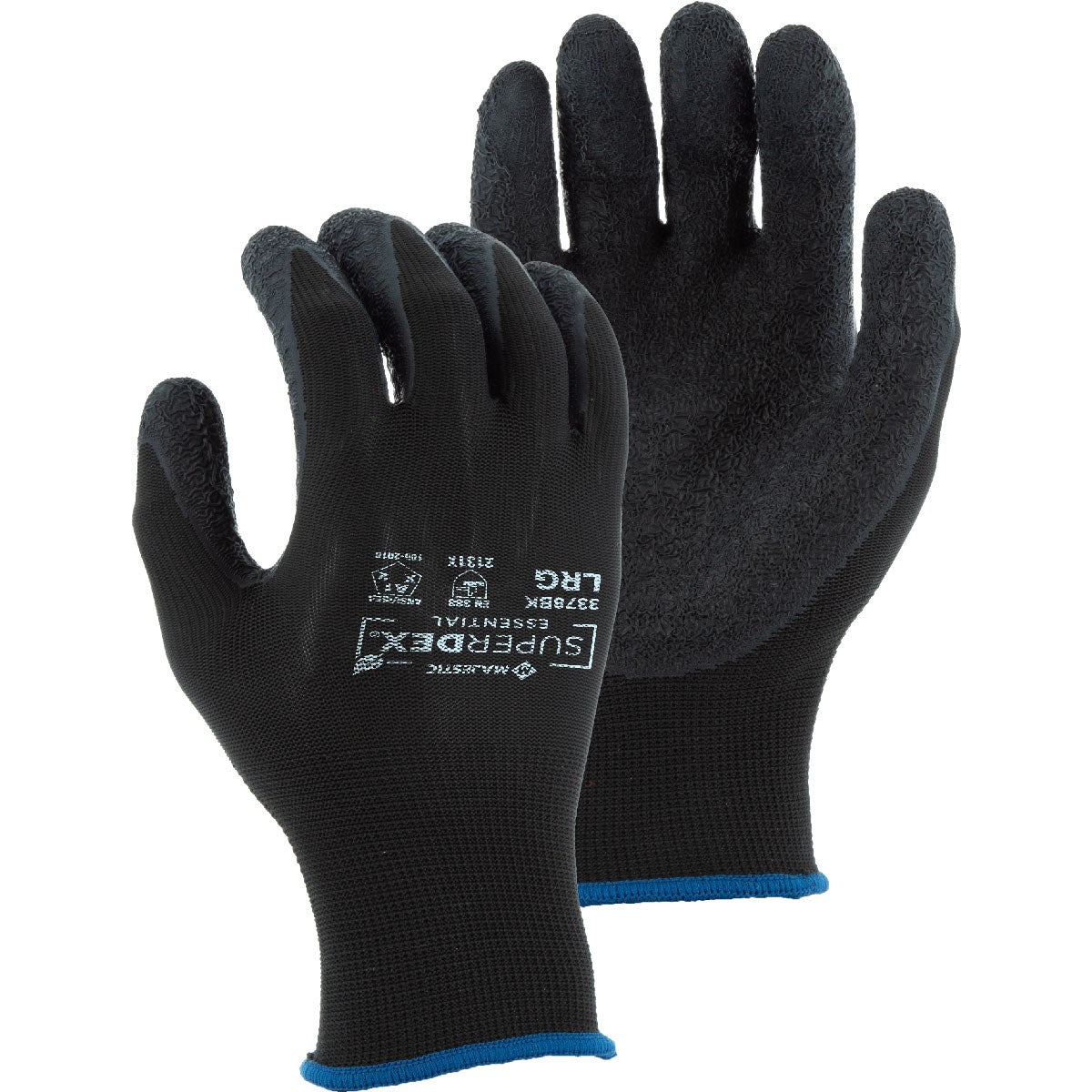 3378BK Majestic 3/4 Latex Dipped Glove on Nylon Liner — 12 Pairs or 144 Pairs — FREE SHIPPING*