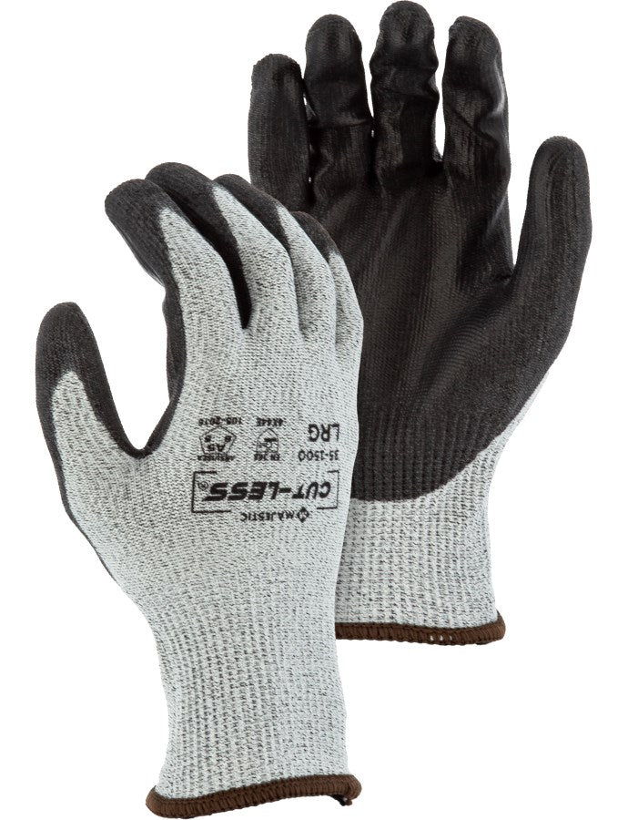 35-1500 Majestic Cut-Less Korplex Glove with Polyurethane Palm, 13g, ANSI A5 — 12 Pairs or 120 Pairs —  FREE SHIPPING*