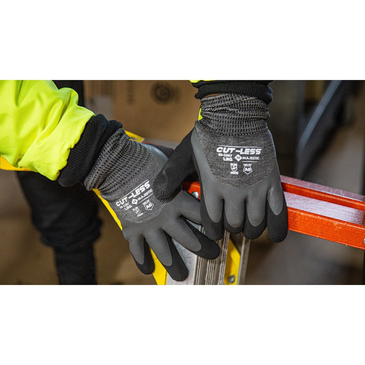 35-1587 Majestic Cut-Less® Winter Lined Glove w Korplex® Latex Palm, A5 — 12 Pairs or 120 Pairs — FREE SHIPPING*
