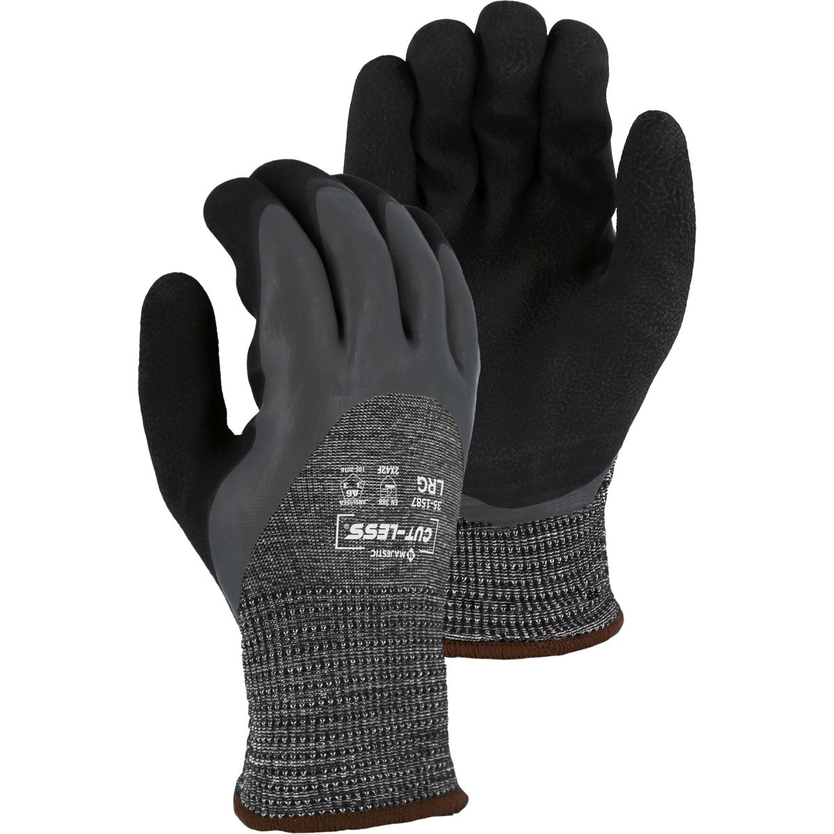 35-1587 Majestic Cut-Less® Winter Lined Glove w Korplex® Latex Palm, A5 — 12 Pairs or 120 Pairs — FREE SHIPPING*