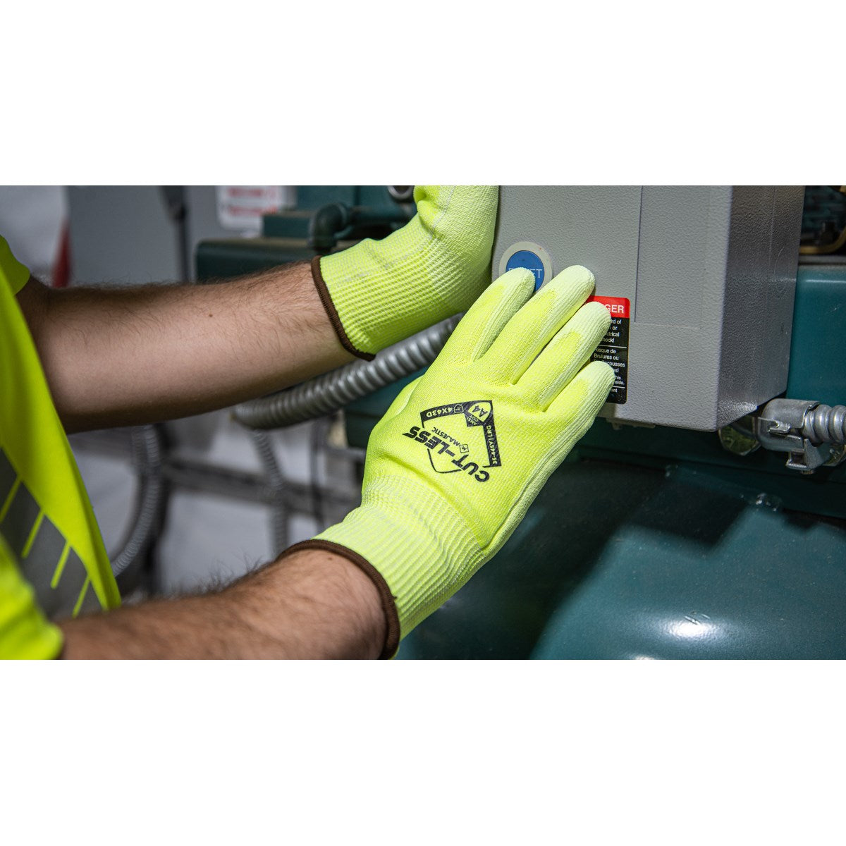 35-445Y Majestic Cut-Less Watchdog® Hi-Vis Knit w Polyurethane Palm — 12 Pairs or 120 Pairs — FREE SHIPPING*