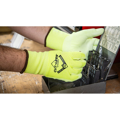 35-445Y Majestic Cut-Less Watchdog® Hi-Vis Knit w Polyurethane Palm — 12 Pairs or 120 Pairs — FREE SHIPPING*