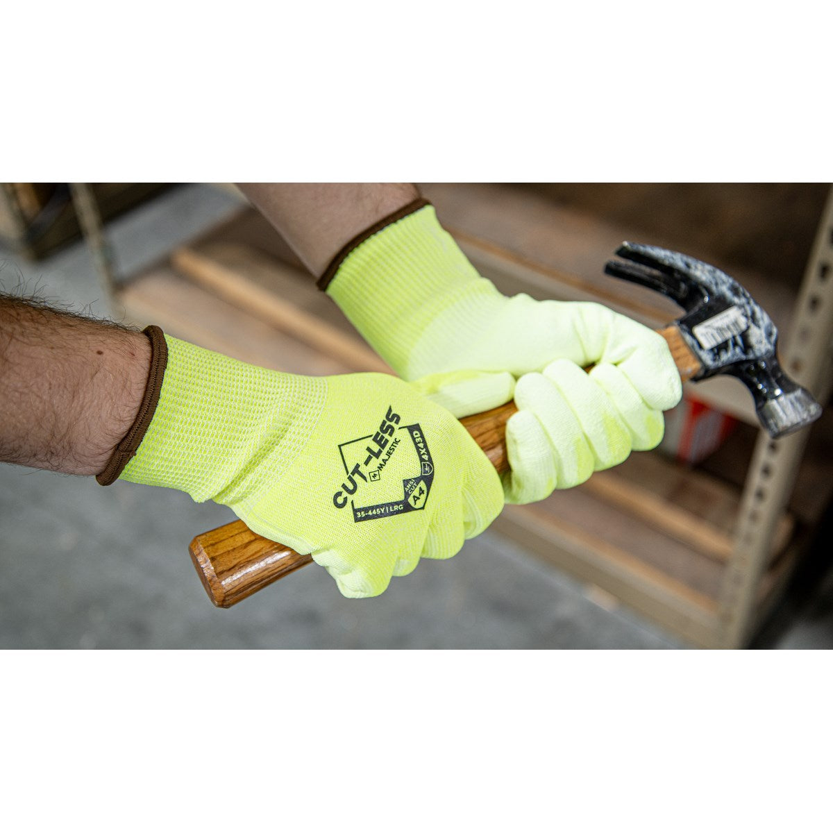 35-445Y Majestic Cut-Less Watchdog® Hi-Vis Knit w Polyurethane Palm — 12 Pairs or 120 Pairs — FREE SHIPPING*