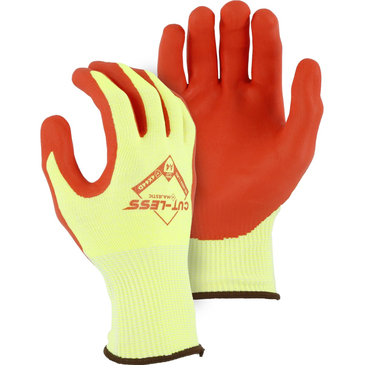 35-4565 Majestic Cut-Less Watchdog® Hi-Vis Knit w Foam Nitrile Palm — 12 Pairs or 120 Pairs — FREE SHIPPING*