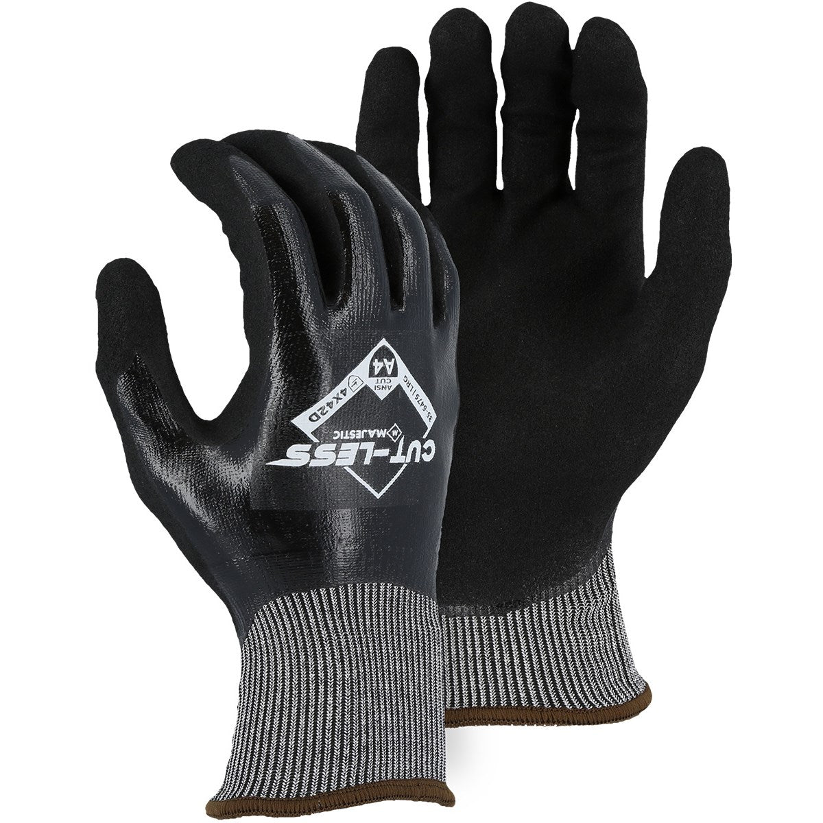 35-6475 Majestic Cut-Less w Sandy Nitrile Palm over Closed-Cell Nitrile — 12 Pairs or 120 Pairs — FREE SHIPPING*