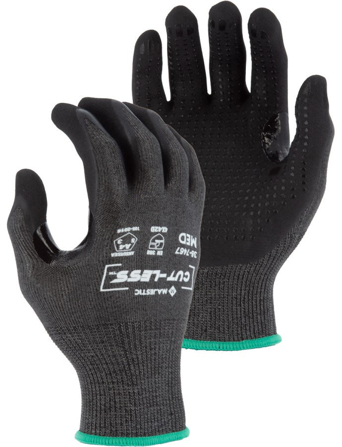 35-7467 Majestic Cut-Less Korplex Glove with Nitrile Dotted Palm, 18g, ANSI A4 — 12 Pairs or 120 Pairs —  FREE SHIPPING*