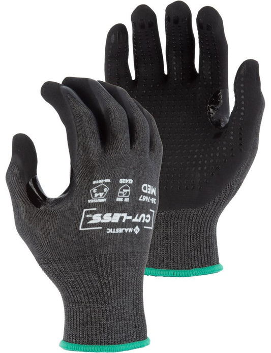 35-7467 Majestic Cut-Less Korplex Glove with Nitrile Dotted Palm, 18g, ANSI A4 — 12 Pairs or 120 Pairs —  FREE SHIPPING*