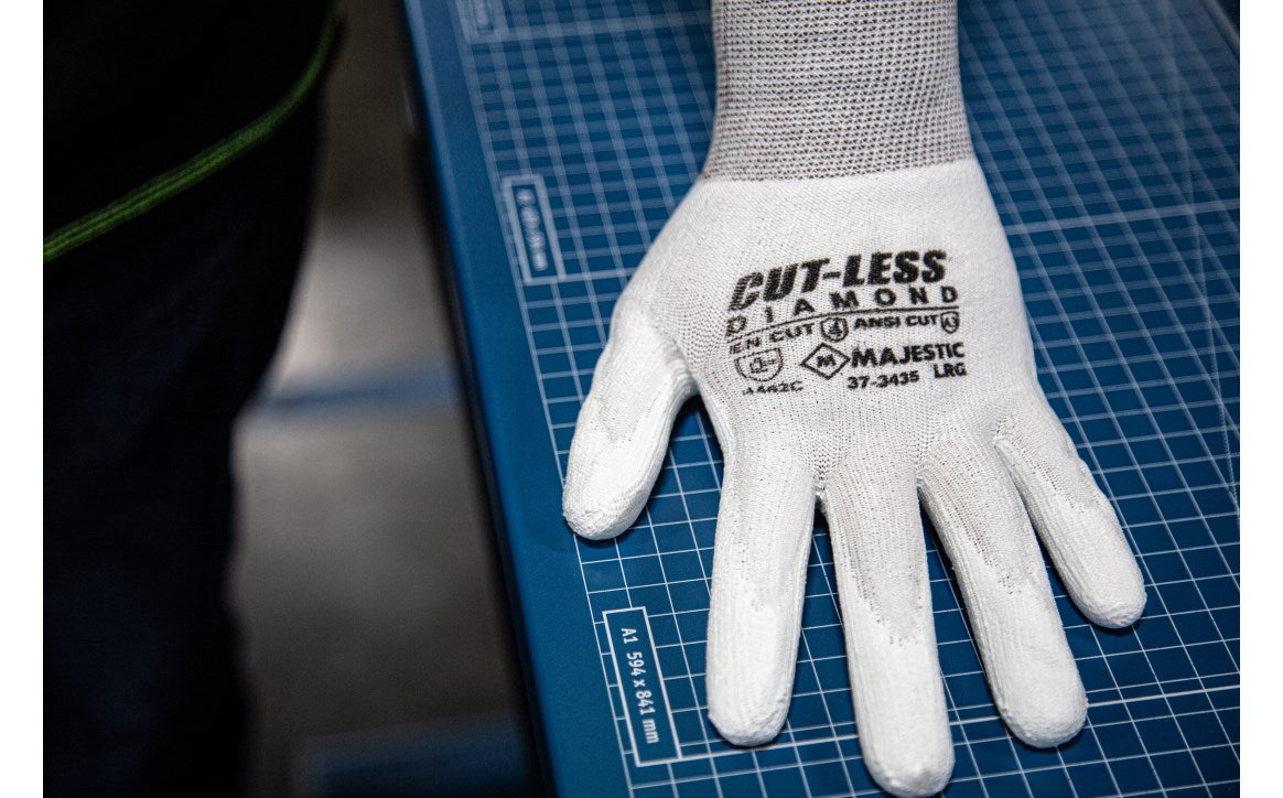 37-3435 Majestic Cut-Less Diamond® Knit Glove w Polyurethane Palm — 12 Pairs or 120 Pairs — FREE SHIPPING*