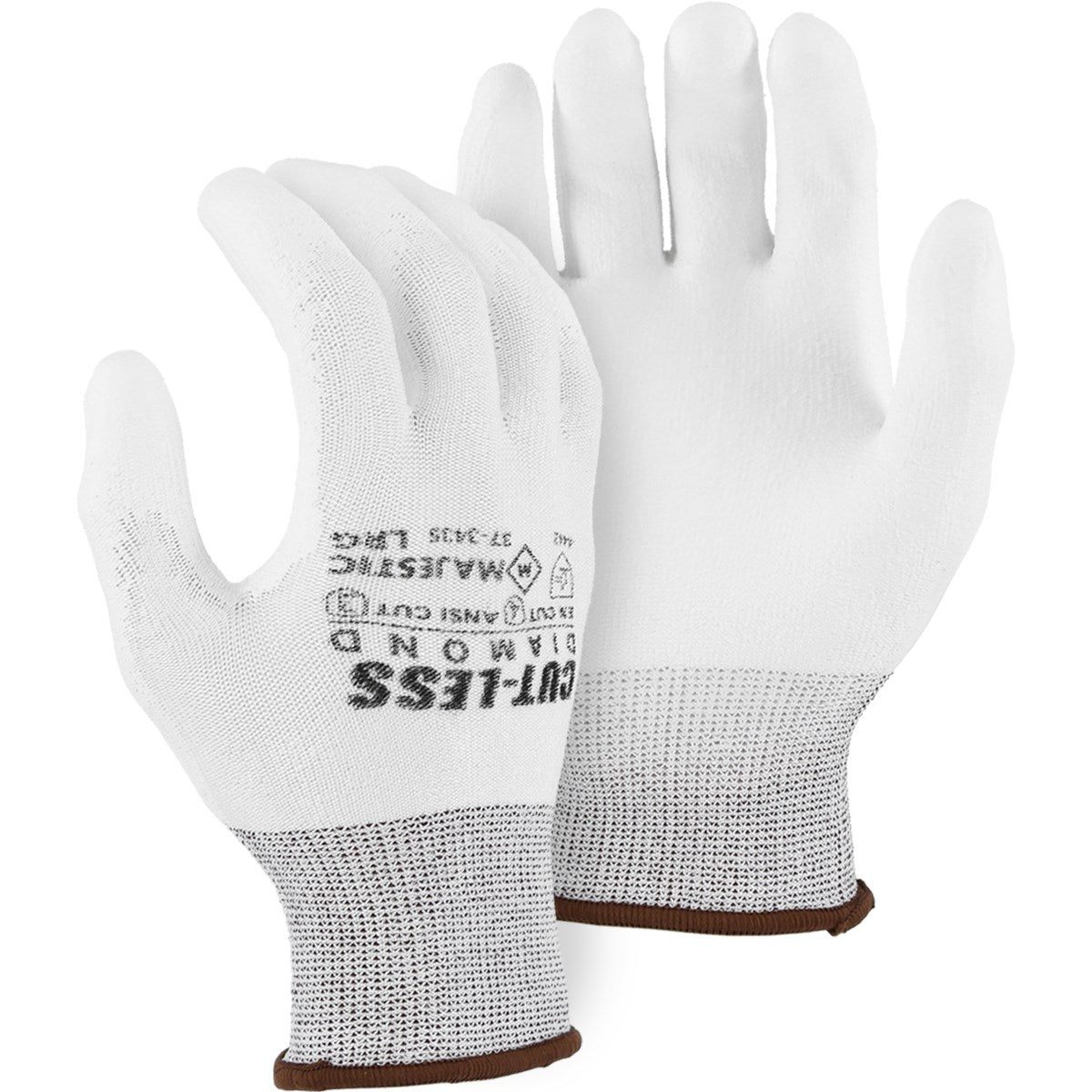 37-3435 Majestic Cut-Less Diamond® Knit Glove w Polyurethane Palm — 12 Pairs or 120 Pairs — FREE SHIPPING*
