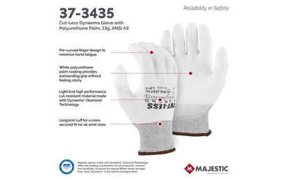 37-3435 Majestic Cut-Less Diamond® Knit Glove w Polyurethane Palm — 12 Pairs or 120 Pairs — FREE SHIPPING*