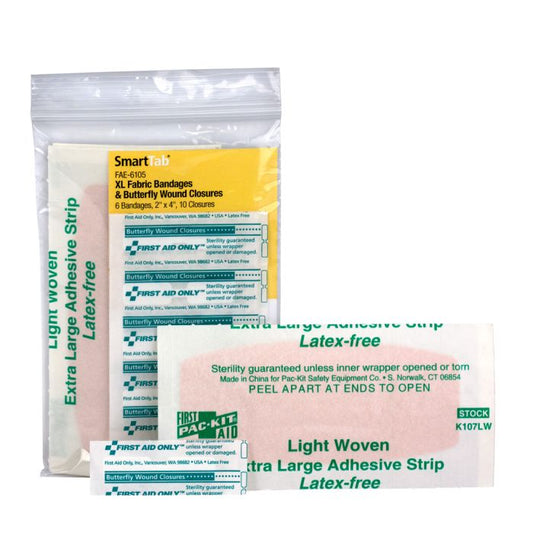 FAE-6105 SmartCompliance First Aid Kit Refill, 6 Bandages 2" x 4" & 10 Butterfly Bandages - 1 bag