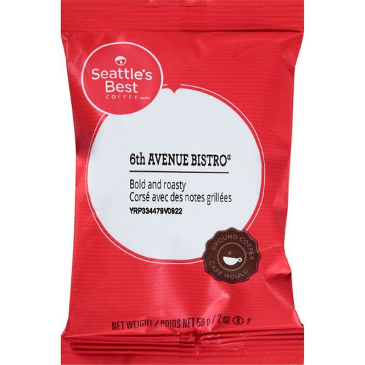 Seattle's Best Coffee, 6th Avenue Bistro Ground Coffee, Dark Roast, 2 oz Portion Packs - 18/cs