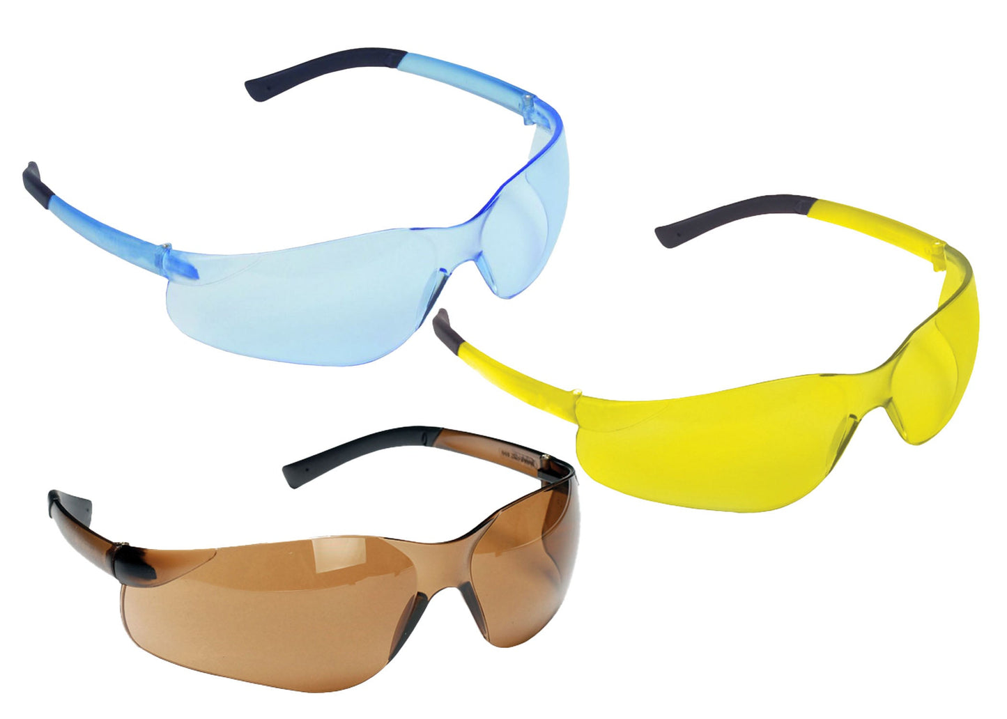 Cordova DANE™ Safety Glasses, Single Wrap-Around Scratch-Resistant Lens, Flexible Rubber Temples, Choose Light Blue or Amber or Brown Lens
