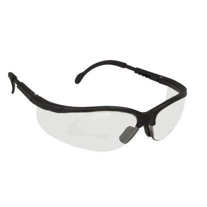 Cordova Boxer™ Safety Glasses, Extendable Temples, Dual Wrap-Around Scratch-Resistant Lens, Black Frame, Choose Clear or Gray or Indoor/Outdoor Lens