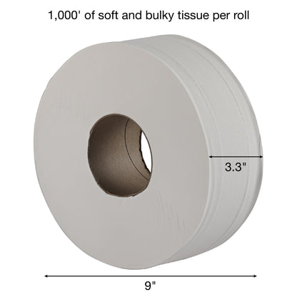 JT 121000 Empress® 2-Ply Jr Jumbo Roll Bathroom Tissue, 1000'/rl - 12 rl/cs