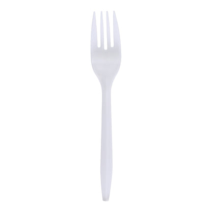 Medium-Weight Disposable Fork, Plastic, Individually Wrapped, White - 1000 per case — FREE SHIPPING*