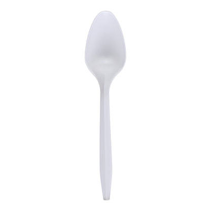 Medium-Weight Disposable Teaspoon, Plastic, Individually Wrapped, White - 1000 per case — FREE SHIPPING*