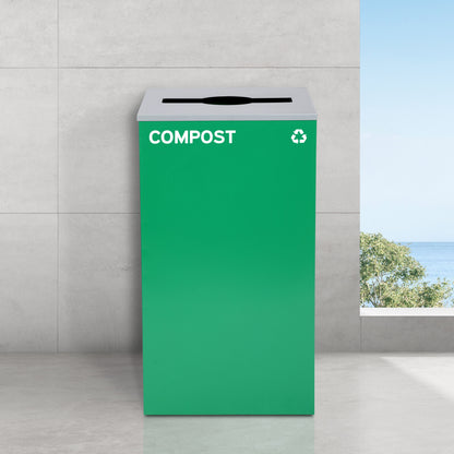Square Recycling Bin – 29 Gallons - Green Can, Mixed Opening Lid, for Compost — FREE SHIPPING*