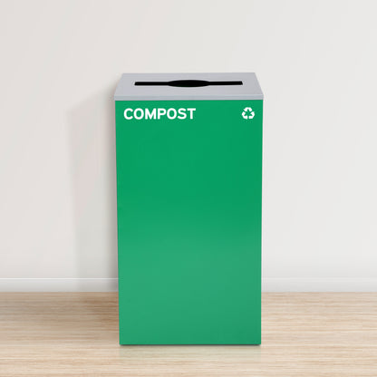 Square Recycling Bin – 29 Gallons - Green Can, Mixed Opening Lid, for Compost — FREE SHIPPING*