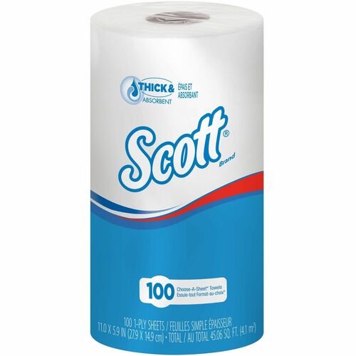 KIMBERLY CLARK Scott® Choose-A-Sheet Mega Roll Paper Towels, 1-Ply, White, 102 sht/rl - 24 rl/cs
