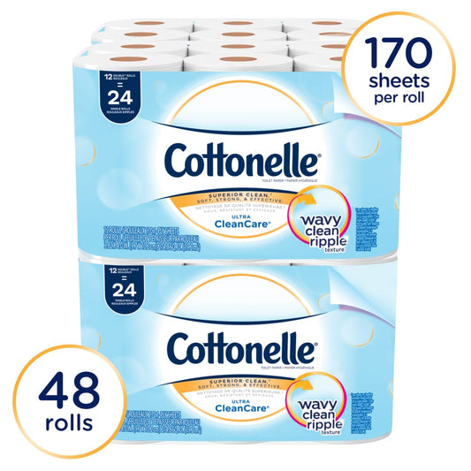 Cottonelle® Ultra CleanCare® Wavy Ripple Texture Bathroom Tissue, Septic Safe - 48 double rolls/cs
