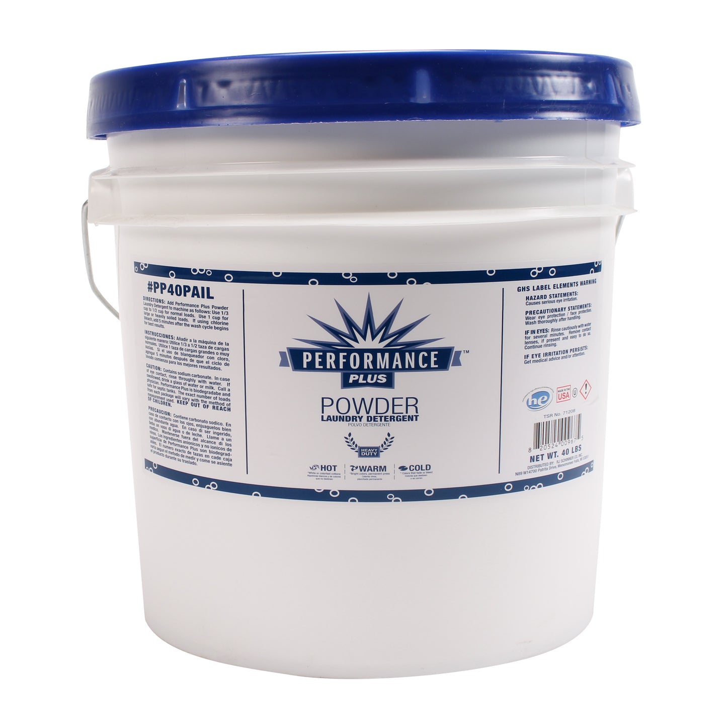 Performance Plus Laundry Detergent, HE, Low Suds, Lemon Scent - 40 LB Pail