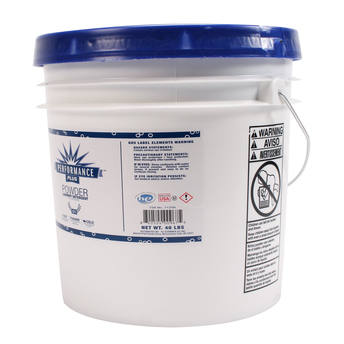 Performance Plus Laundry Detergent, HE, Low Suds, Lemon Scent - 40 LB Pail