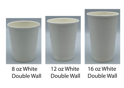 Empress™ Double Wall Paper Hot Cups, White (Choose Your Size) - 500 per case
