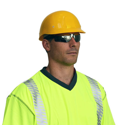 Cordova DANE™ Safety Glasses, Single Wrap-Around Scratch-Resistant Lens, Flexible Rubber Temples, MIRROR LENS, Choose Blue or Silver or Rainbow