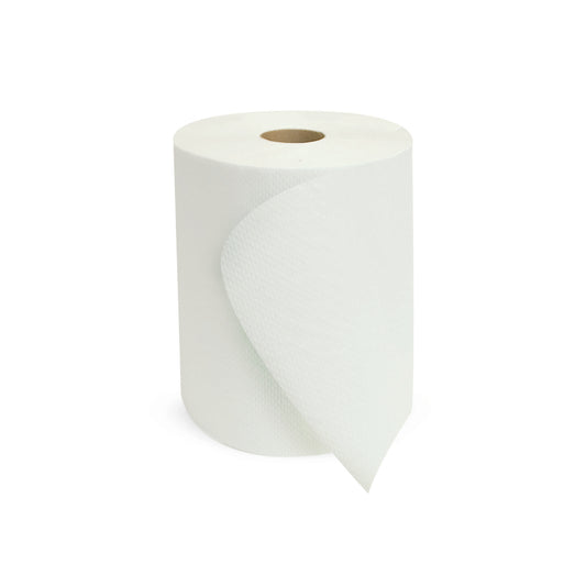 8" Universal Hard Wound Roll Towel, White, 800'/rl, 6 rolls per case — CA & NV ONLY — Free Shipping