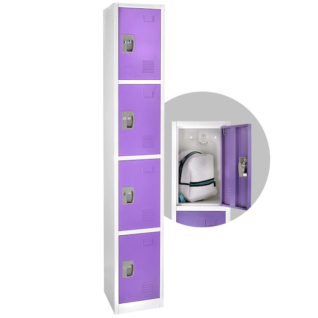 72 in. H x 12 in. W 4-Compartment Steel Storage Locker, Purple — FREE SHIPPING*