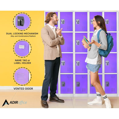 72 in. H x 12 in. W 4-Compartment Steel Storage Locker, Purple — FREE SHIPPING*