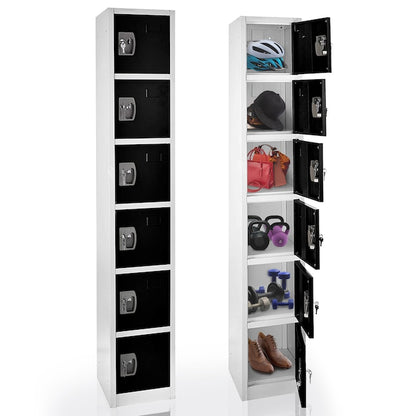 72 in. H x 12 in. W 6-Compartment Steel Storage Locker, Black & White — FREE SHIPPING*