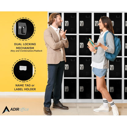 72 in. H x 12 in. W 6-Compartment Steel Storage Locker, Black & White — FREE SHIPPING*