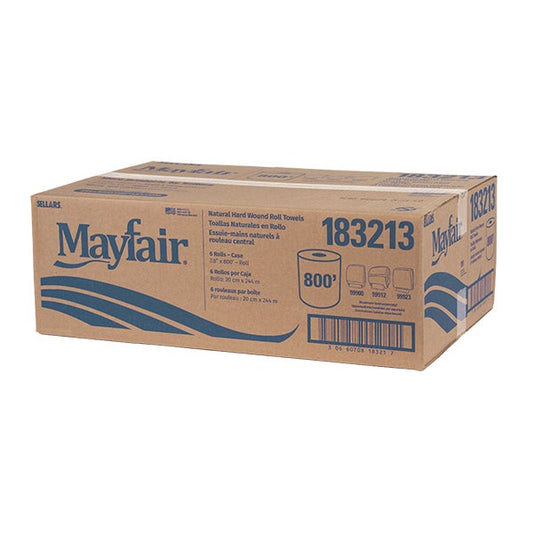 MAYFAIR® Universal Hard Wound Roll Towel, Natural, 800'/rl - 6/cs
